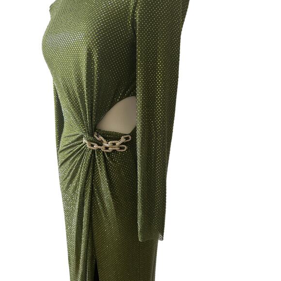 SELF PORTRAIT Olive Rhinestone Embellished Maxi Dress UK 6 US 2 - Picture 12 of 16